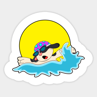 Dog at Swimming with Swim goggles Sticker